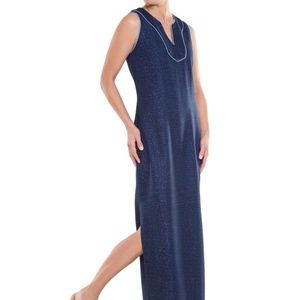 Sail to Sable Long Side Slits Navy Tweed Dress M